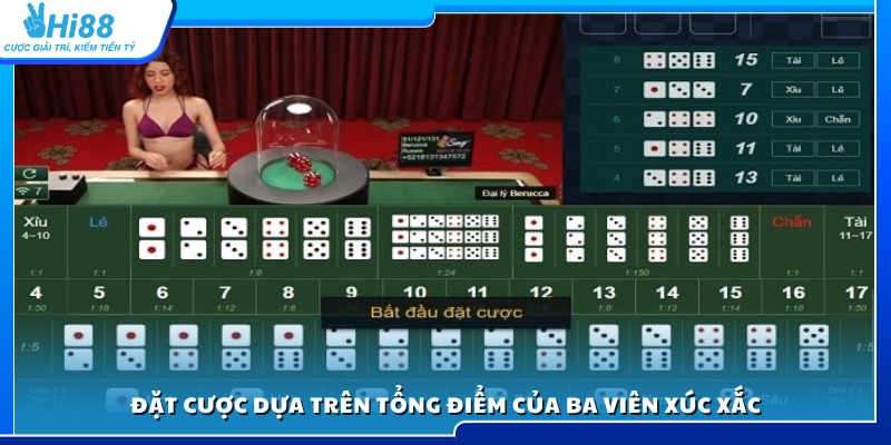 Đặt cược dựa trên tổng điểm của ba viên xúc xắc